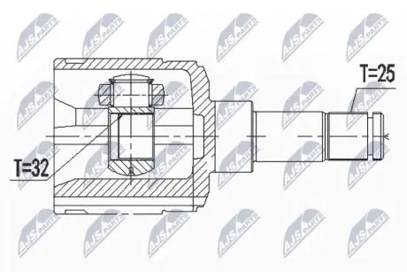 ШАРНІР РІВНИХ КУТОВИХ ШВИДКОСТЕЙ | CHRYSLER SEBRING JR 01-06, DODGE STRATUS 01-06 Л/П NTY NPWCH024