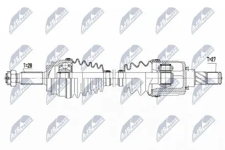 ПІВВІСЬ | JEEP COMPASS/PATRIOT 2.0/2.4 4WD 08- /ATM,ПЕРЕД,ЛІВ/ NTY NPWCH046