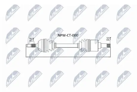 ПІВВІСЬ | CITROEN SAXO 96-03, AX -98, PEUGEOT 106 96-03 /ЛІВ 3 БОЛТ/ NTY NPWCT000