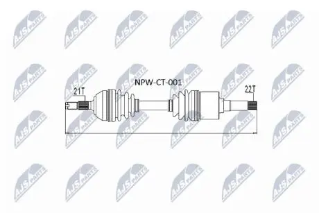 ПІВВІСЬ | CITROEN SAXO 96-03, AX -98, PEUGEOT 106 96-03 /ПРАВ 3 БОЛТ/ NTY NPWCT001