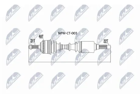 ПІВВІСЬ | CITROEN SAXO 96-03, AX -98, PEUGEOT 106 96-03 /ПРАВ 4 БОЛТ/ NTY NPWCT003