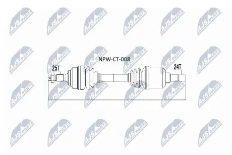 ПІВВІСЬ | CITROEN C4 1.4,1.6,1.6HDI,2.0 04-, BERLINGO 1.6,1.6HDI 08-, PEUGEOT PARTNER 1.6,1.6HDI 07 1.4HDI,1.6HDI,2.0,2.0HDI 00- /ЛІВ/ NTY NPWCT008