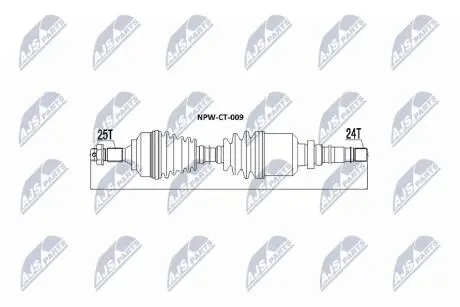 ПІВВІСЬ | CITROEN C4 1.4,1.6,1.6HDI,2.0 04-, PEUGEOT 307 1.4HDI,1.6HDI,2.0,2.0HDI 00- /ПРАВ/ NTY NPWCT009