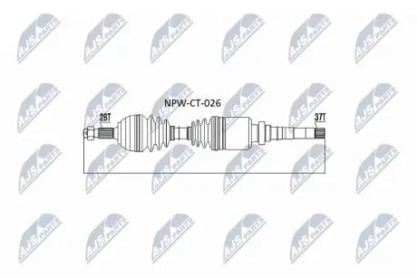 ПІВВІСЬ | CITROEN JUMPY 2.0HDI 06-, PEUGEOT 508 1.6,1.6HDI,2.0HDI,2.2HDI 06-, EXPERT 2.0HDI 06-, FIAT SCUDO 2.0D 07- /ПРАВ/ NTY NPWCT026