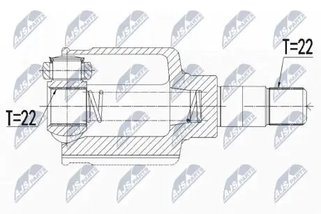 ШАРНІР РІВНИХ КУТОВИХ ШВИДКОСТЕЙ | CITROEN NEMO 1.4HDI 09-, PEUGEOT BIPPER 1.4 HDI 09- /ЛІВ/ NTY NPWCT070