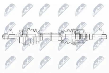 ПІВВІСЬ | CITROEN C3 III 1.2VTI 68KM,75KM,82KM 14-, C4 CACTUS 1.2VTI 14-, PEUGEOT 2008 1.2 82KM, 1.2THP 130KM, 1.4HDI, 1.6HDI 13- /ПРАВ/ NTY NPWCT095