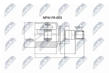 Внутренний шрус ford 1.4 45444,1461228 NTY NPWFR003
