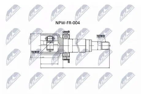 ШАРНІР РІВНИХ КУТОВИХ ШВИДКОСТЕЙ | FORD 1.4,1.6,1.8 C-MAX 03-, FOCUS II 04-, FOCUS CB4 07- /ПРАВ/ NTY NPWFR004