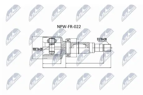 ШАРНІР РІВНИХ КУТОВИХ ШВИДКОСТЕЙ | FORD MONDEO CA2 07-, FORD S-MAX/GALAXY 06- /ПРАВ/ NTY NPWFR022