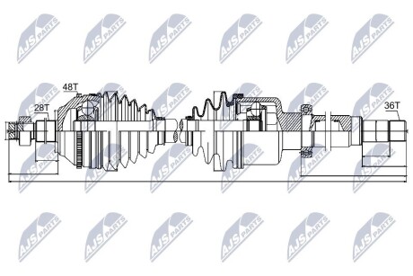 Приводной вал (полуось) ford transit mtm 2.2tdci 0614,1445100 NTY NPWFR041