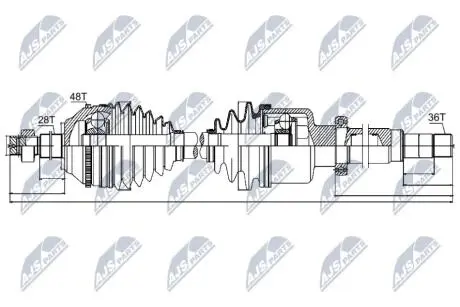 Приводной вал (полуось) ford transit mtm 2.2tdci 0614,1445100 NTY NPWFR041