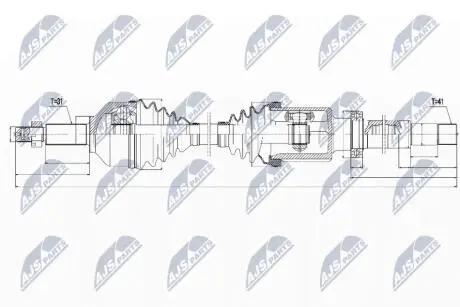 ПІВВІСЬ | FORD TRANSIT 330 2.2TDCI 01.13-, 2.0TDCI 01.16-, TRANSIT CUSTOM 330 2.2TDCI 01.13-, 2.0TDCI 01.16- /ПРАВ,SKRZYNIA 6MT/ NTY NPWFR076