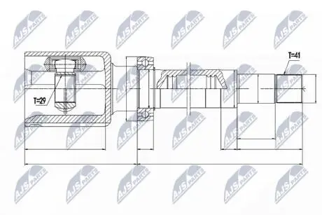 ШАРНІР РІВНИХ КУТОВИХ ШВИДКОСТЕЙ | FORD TRANSIT 310/330 13-, TOURNEO CUSTOM/TRANSIT CUSTOM 310/330 12- /ПРАВ/ NTY NPWFR078