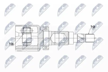 ШАРНІР РІВНИХ КУТОВИХ ШВИДКОСТЕЙ | FORD FOCUS II 2.5ST 05-12, VOLVO S40II/V50 2.4I/T5, C30 D3/D4/T5, C70II 2.4I/T5 /ПРАВ,MTM/ NTY NPWFR083