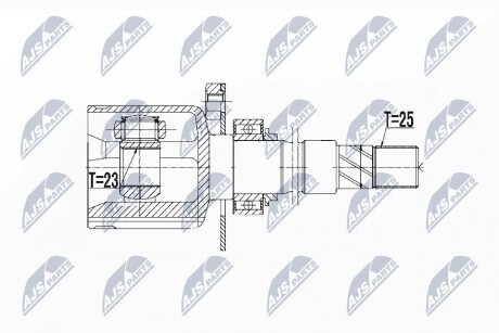 ШАРНІР РІВНИХ КУТОВИХ ШВИДКОСТЕЙ | FIAT PUNTO/GRANDE PUNTO/EVO 1.3D MULTIJET 05-, FIORINO 1.3D MULTIJET 07-, QUBO 1.3D MULTIHET 09- /ПРАВ/ NTY NPWFT070