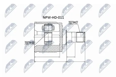 ШАРНІР РІВНИХ КУТОВИХ ШВИДКОСТЕЙ | HONDA HR-V GH /MTM/ 98-05, CIVIC FD/FK 06-/ЛІВ/, CR-V 04-, ACCORD USA 02- /ПРАВ/ NTY NPWHD011