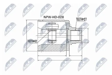 ШАРНІР РІВНИХ КУТОВИХ ШВИДКОСТЕЙ | HONDA CIVIC UK MA/MB 94-01, ACCORD CB/CC/CD/CE/CG -02, CR-V RD 97-01 /ЛІВ/ NTY NPWHD028
