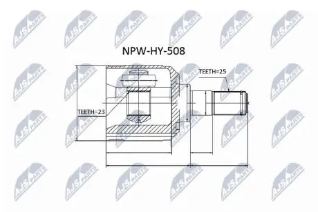 ШАРНІР РІВНИХ КУТОВИХ ШВИДКОСТЕЙ | HYUNDAI SONATA EF 2.0,2.4,2.5,2,7 /ATM/ 98-04, TRAJET 2.0,2.0CRDI NTY NPWHY508