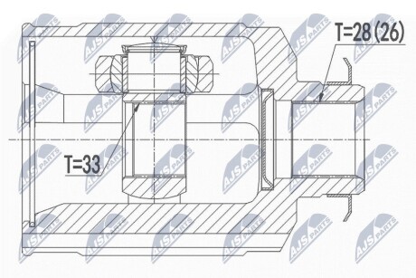 ШАРНІР РІВНИХ КУТОВИХ ШВИДКОСТЕЙ | HYUNDAI SANTA FE 2.4 2WD/4WD 06.2012-, KIA SORENTO 2.4 2WD/4WD 06.2012- /ПРАВ,ПЕРЕД/ NTY NPWHY544 (фото 1)