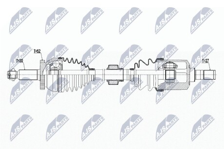 ПІВВІСЬ | HYUNDAI SANTA FE I 2.7V6 04-, SANTA FE II 2.7V6 06- /ЛІВ,ATM/ NTY NPWHY565