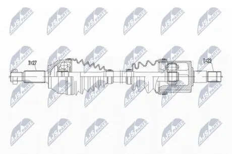 ПІВВІСЬ | JAGUAR X-TYPE 2.5 V6 2WD/4WD, 3.0V6 2WD/4WD 01-08 /ПЕРЕД,ПРАВ,MTM,ATM/ NTY NPWJG004