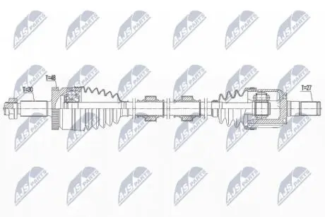 ПІВВІСЬ | KIA SPORTAGE 2.0 2WD 15-22, IX35 2.0 2WD 13-, TUCSON 2.0 2WD 15-20 /ПРАВ, ATM 6B/ NTY NPWKA390