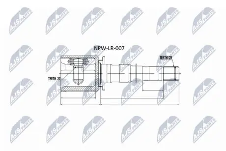 ШАРНІР РІВНИХ КУТОВИХ ШВИДКОСТЕЙ | LAND ROVER DISCOVERY III/IV 05-10-, RANGE ROVER SPORT I/II 05-10- /ПРАВ/ NTY NPWLR007