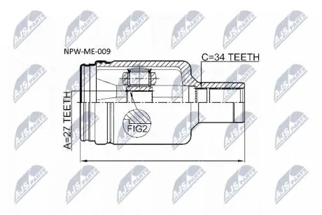 Шарнир равных угловых скоростей левый mercedes e-class w211 4-matic, A2113301701 NTY NPWME009
