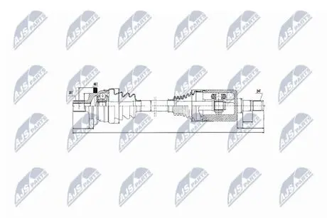 Приводной вал mercedes e klasa w211/ передний,2113301801 NTY NPWME027