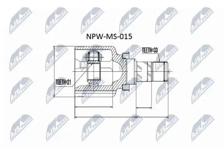 ШАРНІР РІВНИХ КУТОВИХ ШВИДКОСТЕЙ | MITSUBISHI COLT Z32/34/36A 04-, SMART FORFOUR 04- NTY NPWMS015