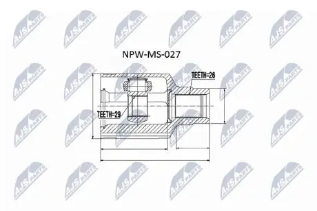 ШАРНІР РІВНИХ КУТОВИХ ШВИДКОСТЕЙ | MITSUBISHI OUTLANDER 4WD CU2 02-06 Л/П NTY NPWMS027