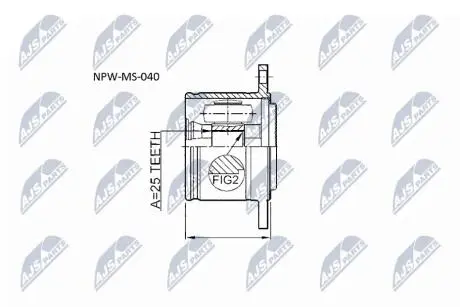 ШАРНІР РІВНИХ КУТОВИХ ШВИДКОСТЕЙ | MITSUBISHI PAJERO V14W-V55W, PAJERO SPORT K94W/K99W 96-06, SPACE GEAR PD4W/PD6W/PD8W 95-04, L200 K62/72T 96-01, L300 P15V 86- /ПРАВ/ NTY NPWMS040