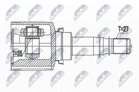 ШАРНІР РІВНИХ КУТОВИХ ШВИДКОСТЕЙ | MITSUBISHI OUTLANDER II/III 2.0,2.4 06-, ASX 2.0 10-, LANCER 2.0 08- /PRZEDNIPRAWY,ATM CVT/ NTY NPWMS070