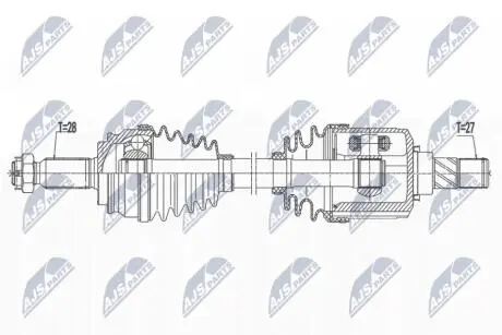 ПІВВІСЬ | MITSUBISHI ASX 1.8,2.0 4WD 10-, OUTLANDER II 2.0,2.4 4WD 06-, CITROEN C-CROSSER 2.4 08-, PEUGEOT 4007 2.4 07- /ПЕРЕД,ЛІВ,ATM CVT/ NTY NPWMS073