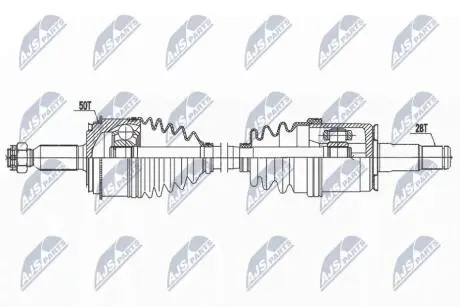 ПІВВІСЬ | MITSUBISHI PAJERO 00-06 /ПЕРЕД,ЛІВ,ATM,MTM/ NTY NPWMS079