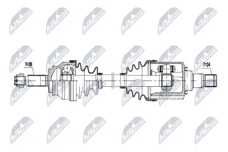 Полуось mitsubishi asx 1.8di-d 10-, outlander 2 2.0di-d 07-, lancer 2.0di-d 08-, peugeot 4007 2.2hdi NTY NPW-MS-084