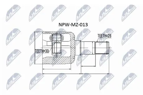 ШАРНІР РІВНИХ КУТОВИХ ШВИДКОСТЕЙ | MAZDA 626 GF/GW 2.0,2.0TD 97-02 /ЛІВ/ NTY NPWMZ013