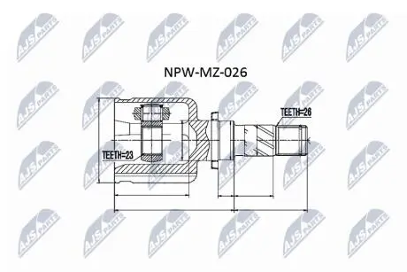 ШАРНІР РІВНИХ КУТОВИХ ШВИДКОСТЕЙ | MAZDA 3 BK /ATM/ 2.0 03- /ЛІВ/ NTY NPWMZ026