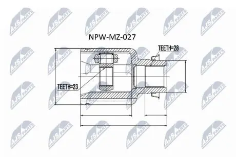 ШАРНІР РІВНИХ КУТОВИХ ШВИДКОСТЕЙ | MAZDA 3 BK /ATM/ 2.0 03- /ПРАВ/ NTY NPWMZ027