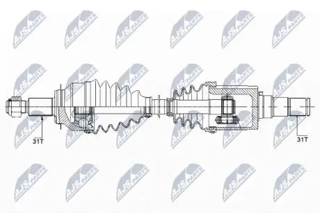 Полуось левая mazda 6 FTB62560X NTY NPWMZ040