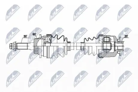 ПІВВІСЬ | MAZDA B2500 2.5D 4WD 02-, FORD RANGER 2.5TD 4WD 99-06 /ПЕРЕД,ЛІВ,MTM/ NTY NPWMZ072