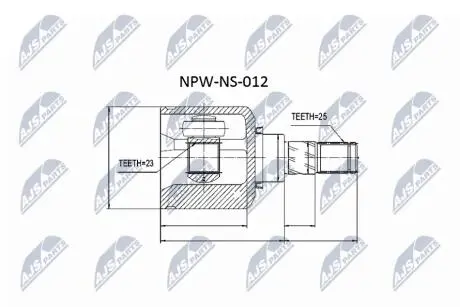 ШАРНІР РІВНИХ КУТОВИХ ШВИДКОСТЕЙ | NISSAN ALMERA N16 1.8, 1.5DCI 00- /ПРАВ/ NTY NPWNS012