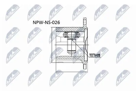 Внутренний шрус nissan xtrail t30 0006 передний,391008h615 NTY NPWNS026