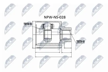Внутренний шрус nissan murano z50 11.200407 передний,39771cc40a NTY NPWNS028