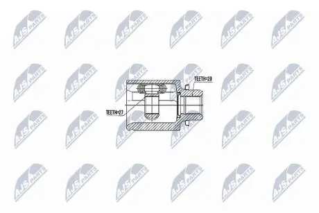 ШАРНІР РІВНИХ КУТОВИХ ШВИДКОСТЕЙ | NISSAN MURANO 4WD Z51 07-14, ELGRAND 4WD E52 10- /ПРАВ/ NTY NPWNS039