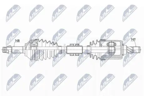 ПІВВІСЬ | NISSAN QASHQAI 2.0 140KM 2WD 07-, X-TRAIL T31 2.0 2WD 08- /ПЕРЕД,ЛІВ,ATM CVT/ NTY NPWNS162