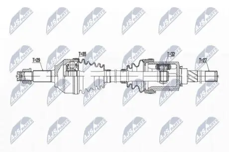 ПІВВІСЬ | NISSAN X-TRAIL T31 2.5 4WD 07-, RENAULT KOLEOS 2.5 4WD 08- /ПЕРЕД,ЛІВ,ATM CVT/ NTY NPWNS165