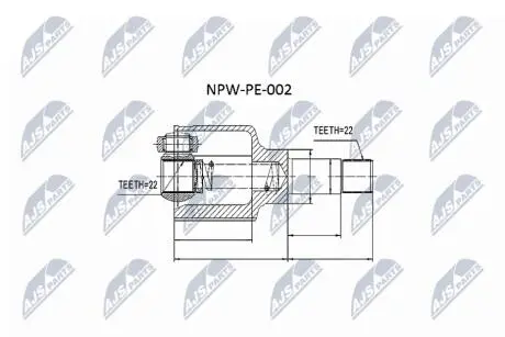Внутренний шрус peugeot 206 1.1 1.4 98,32726e NTY NPWPE002