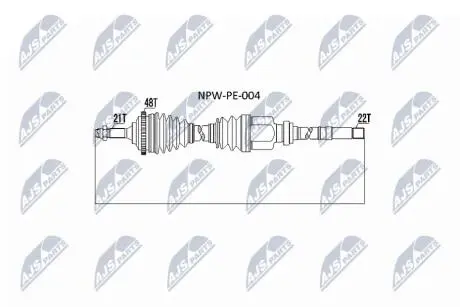 ПІВВІСЬ | PEUGEOT 206 1.1,1.4 98-,1.6 98-00,1.4HDI 01- /ПРАВ/ NTY NPWPE004