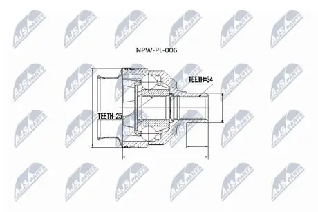 Внутренний шрус opel astra h 1.3cdti 1.7cdti 04,1603272 NTY NPWPL006